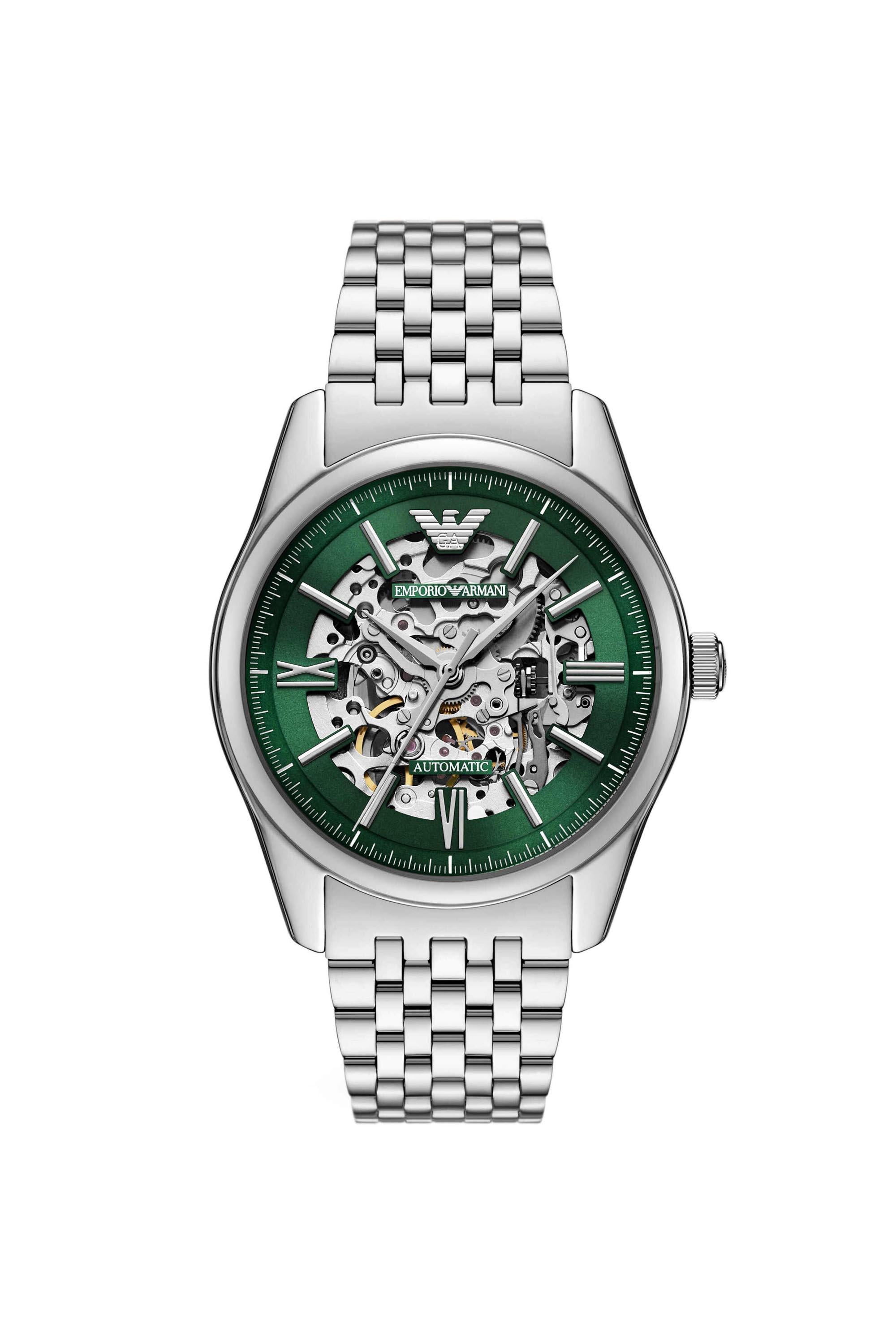 Emporio Armani AR60091 Automatic Skeleton Men's Green Dial Stainless Steel Watch
