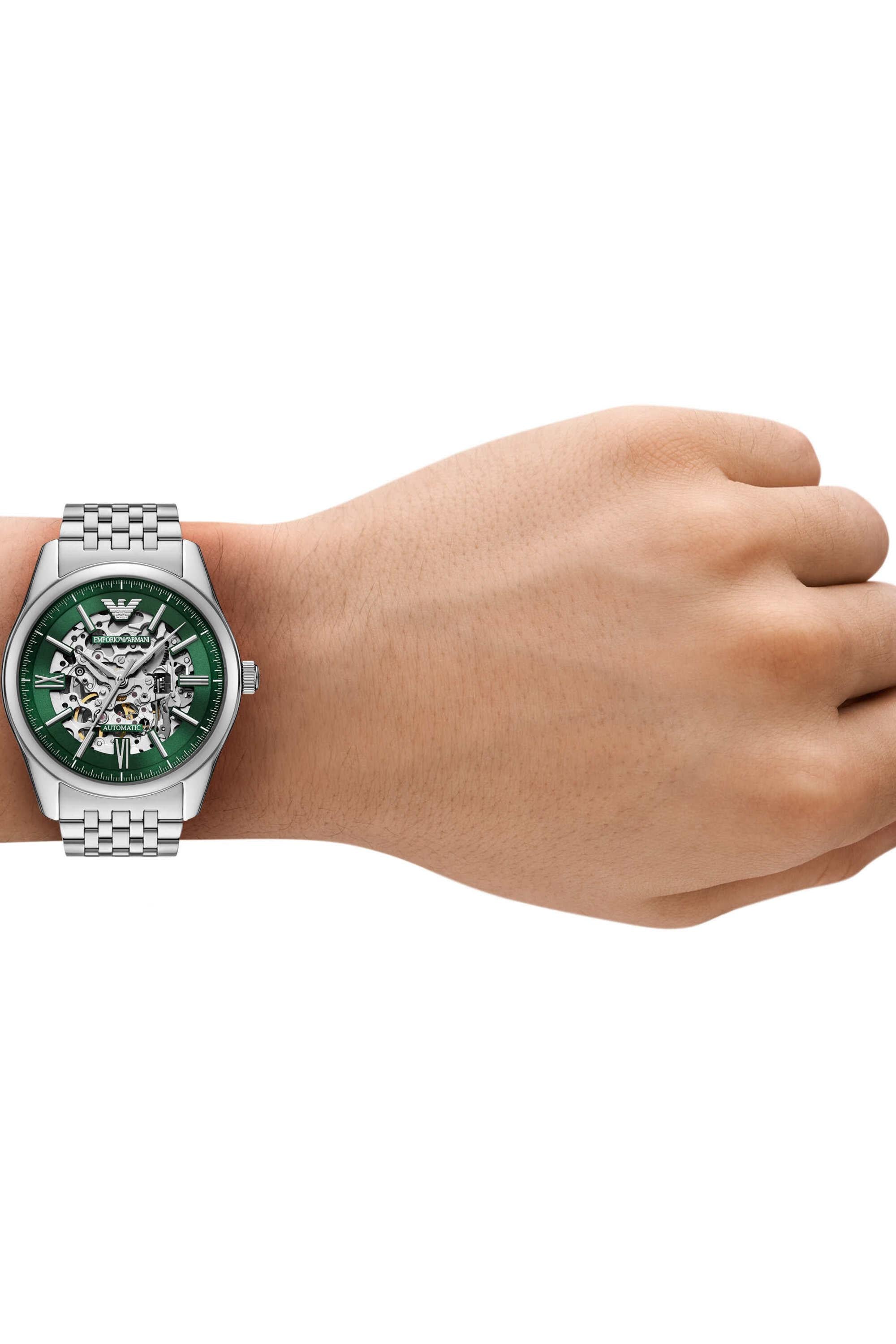 Emporio Armani AR60091 Automatic Skeleton Men's Green Dial Stainless Steel Watch
