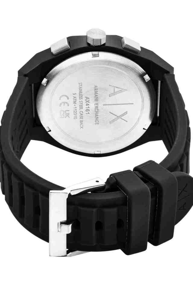 Armani Exchange AX4161I Men's Quartz Chronograph Watch Black Dial Black Silicone Strap