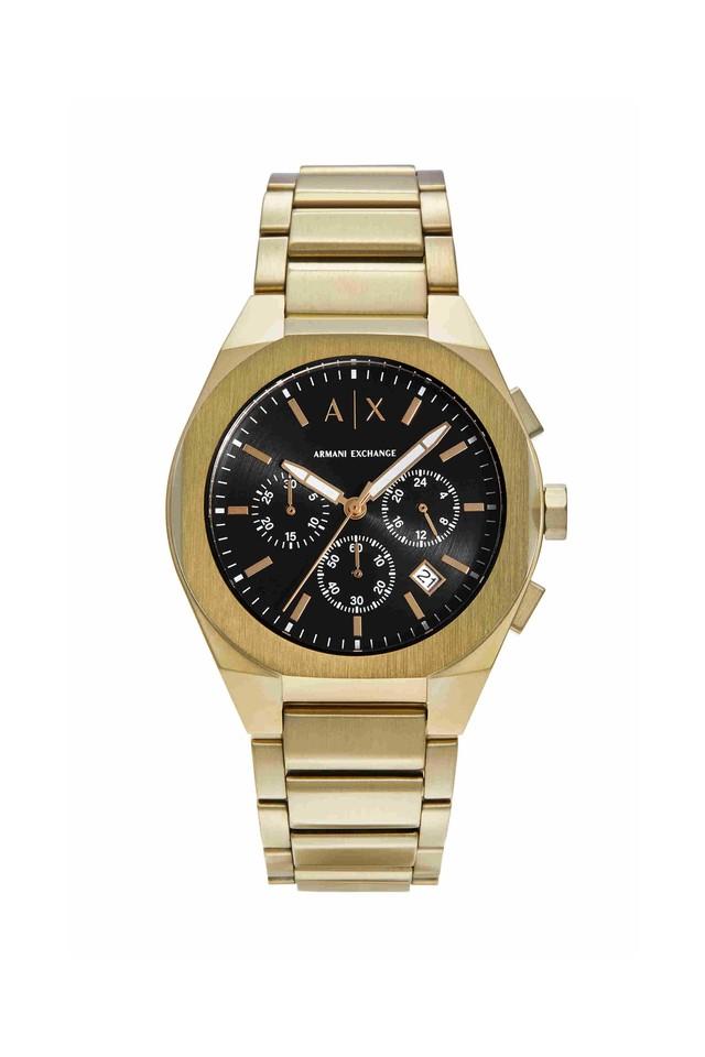 Armani Exchange AX4180I Men's Quartz Chronograph Watch Black Dial Gold Stainless Steel Strap