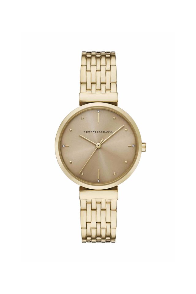 Armani Exchange AX5916I Women's Quartz Analog Watch Brown Sunray Dial Gold-Tone Stainless Steel Bracelet