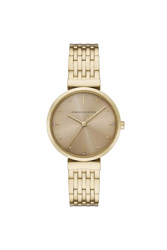 Armani Exchange AX5916I Women's Quartz Analog Watch Brown Sunray Dial Gold-Tone Stainless Steel Bracelet