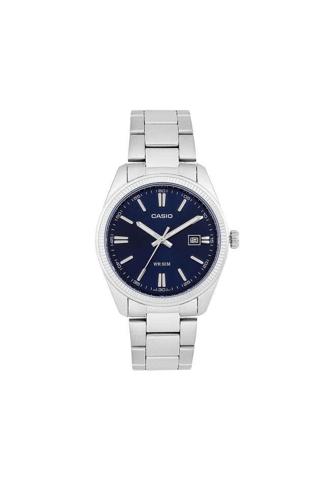 Casio A2227 Quartz Analog Men’s Watch with Blue Dial, Silver Stainless Steel Bracelet