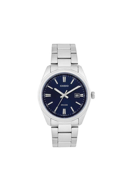 Casio A2227 Quartz Analog Men’s Watch with Blue Dial, Silver Stainless Steel Bracelet