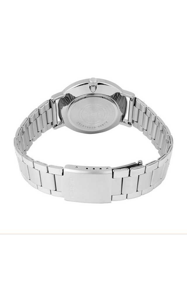 Casio A2406 Men’s Quartz Analog Watch with Green Dial, Silver Stainless Steel Strap