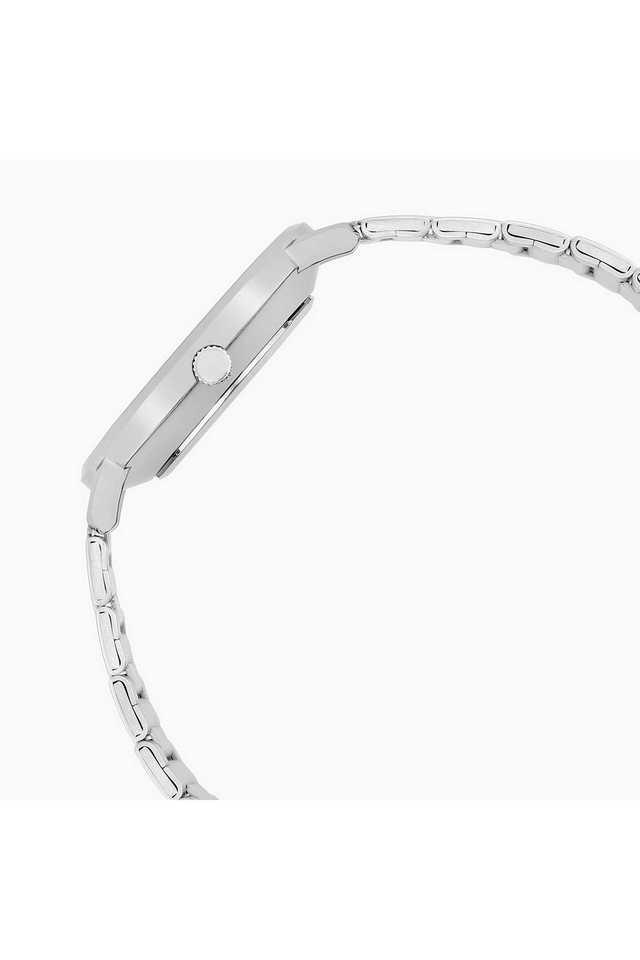 Casio A2412 Men’s Quartz Analog Watch with White Dial & Silver Stainless Steel Strap