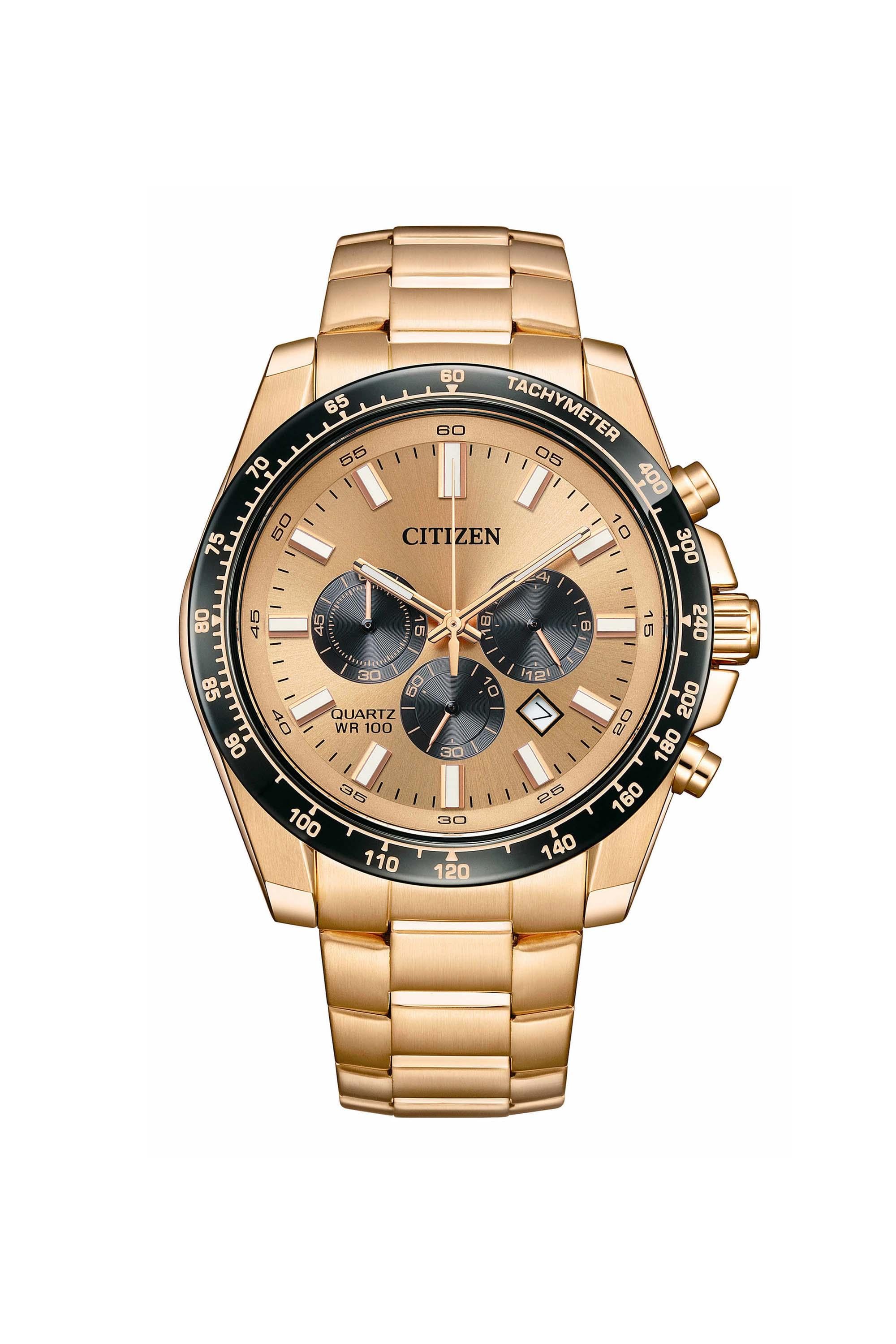 Citizen AN8236-52P Men's Quartz Chronograph Rose Gold Dial Stainless Steel Watch