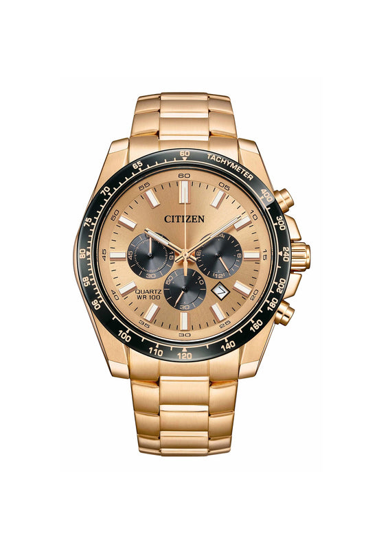 Citizen AN8236-52P Men's Quartz Chronograph Rose Gold Dial Stainless Steel Watch