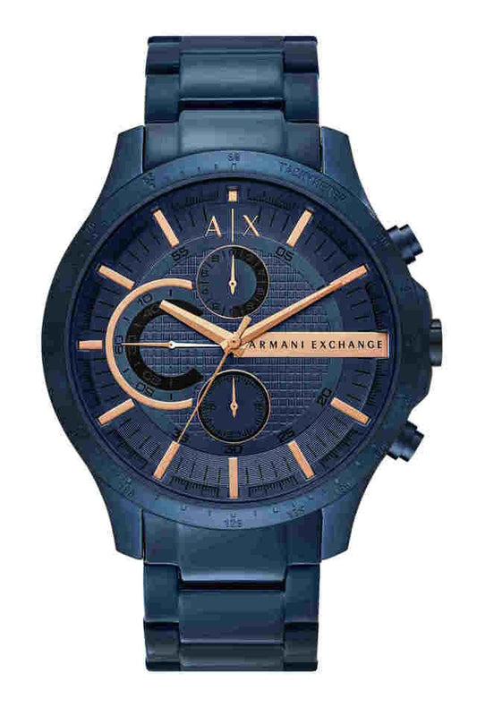 Armani Exchange AX2430I Men's Quartz Chronograph Watch Blue CD Texture Dial Blue Stainless Steel Bracelet