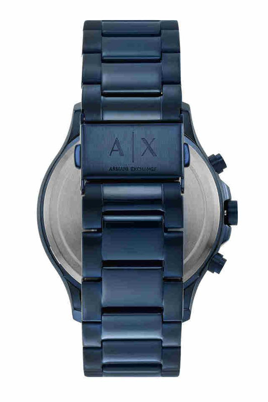 Armani Exchange AX2430I Men's Quartz Chronograph Watch Blue CD Texture Dial Blue Stainless Steel Bracelet