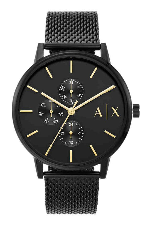 Armani Exchange AX2716I Men's Quartz Multifunction Watch Black Sunray Dial Black Stainless Steel Mesh Bracelet
