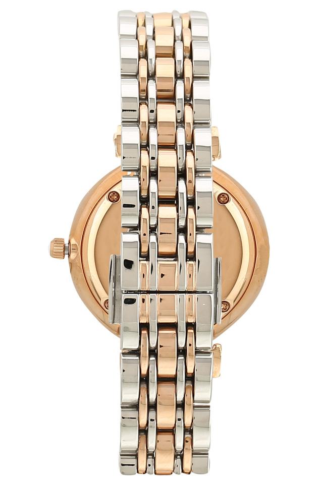 Emporio Armani AR1926 Gianni T-Bar Women's White Dial Two-Tone Rose Gold Stainless Steel Watch