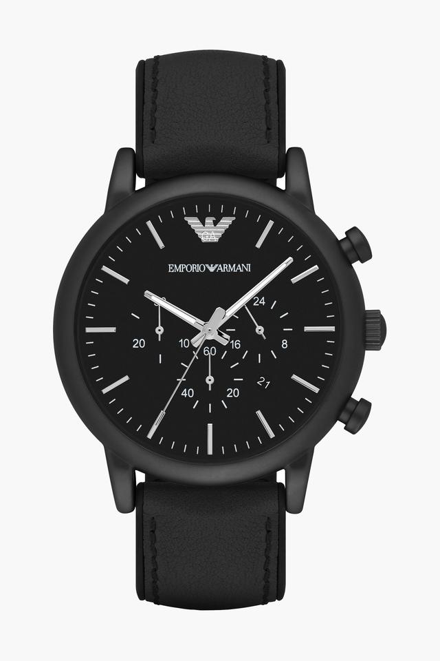 Emporio Armani AR1970I Luigi Men's Black Dial Black Leather Chronograph Watch