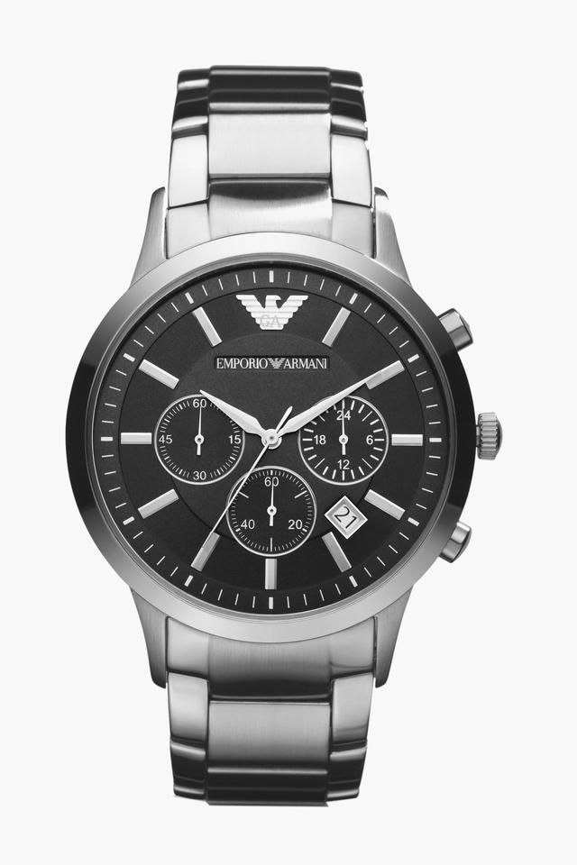 Emporio Armani AR2434I Renato Men's Black Dial Silver Stainless Steel Chronograph Watch