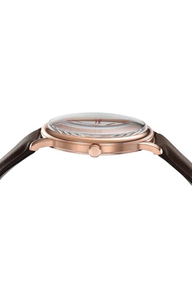 Emporio Armani AR11572I Minimalist Men's White Dial Brown Leather Analog Watch