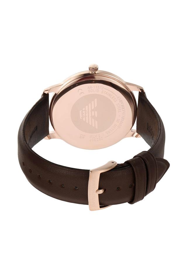 Emporio Armani AR11572I Minimalist Men's White Dial Brown Leather Analog Watch
