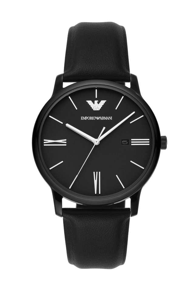Emporio Armani AR11573 Minimalist Men's Black Dial Black Leather Analog Watch