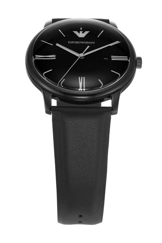 Emporio Armani AR11573 Minimalist Men's Black Dial Black Leather Analog Watch