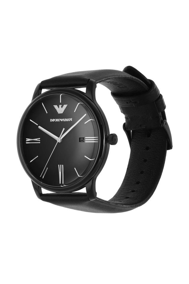 Emporio Armani AR11573 Minimalist Men's Black Dial Black Leather Analog Watch