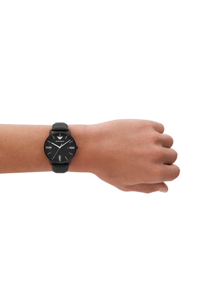 Emporio Armani AR11573 Minimalist Men's Black Dial Black Leather Analog Watch