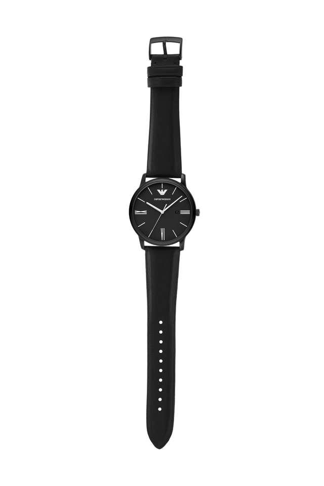Emporio Armani AR11573 Minimalist Men's Black Dial Black Leather Analog Watch