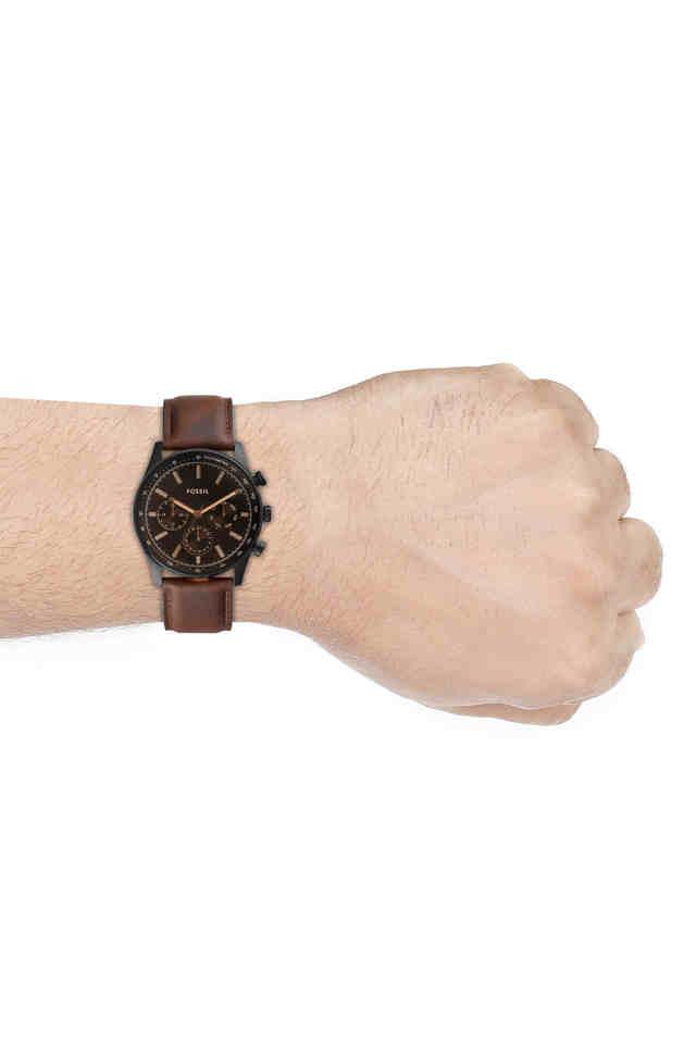 Fossil BQ2457I Men's Quartz Multifunction Watch Black Dial Brown Leather Strap