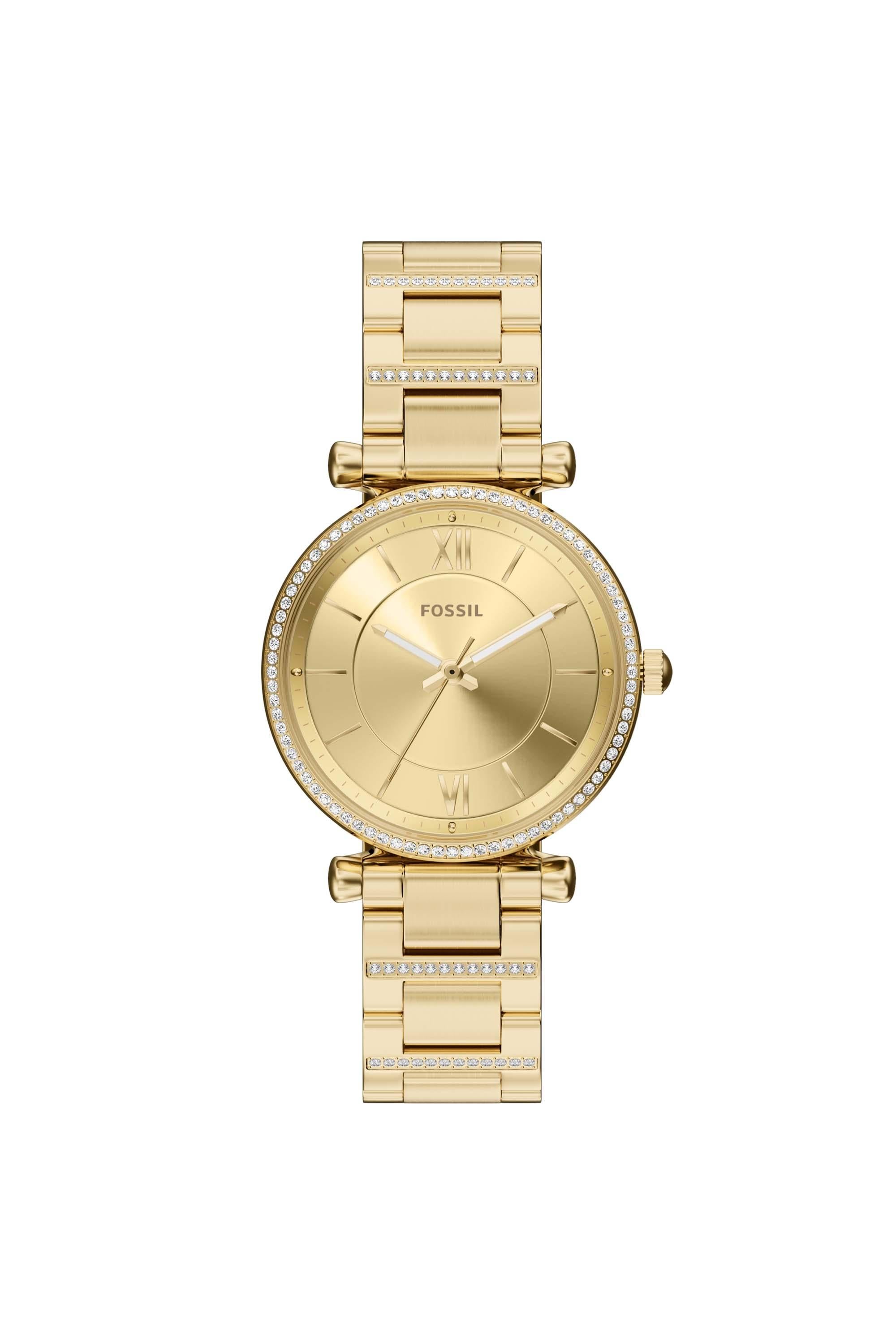 Fossil ES5465I Women's Quartz Analog Watch Gold Dial Gold Stainless Steel Strap