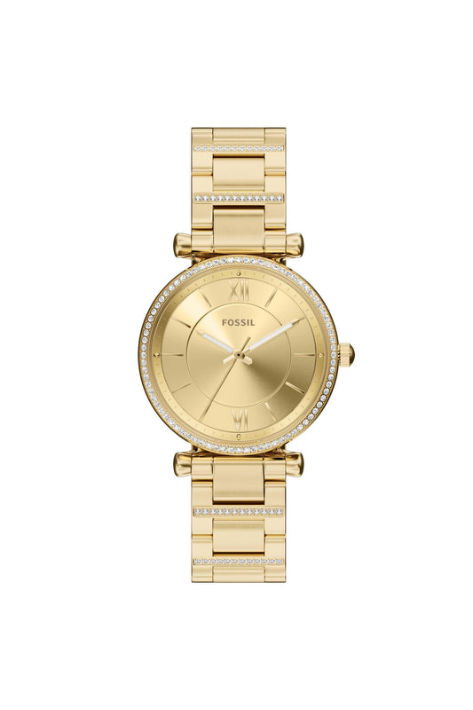 Fossil ES5465I Women's Quartz Analog Watch Gold Dial Gold Stainless Steel Strap