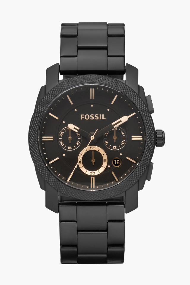 Fossil FS4682I Men's Quartz Chronograph Watch Black Dial Black Stainless Steel Strap