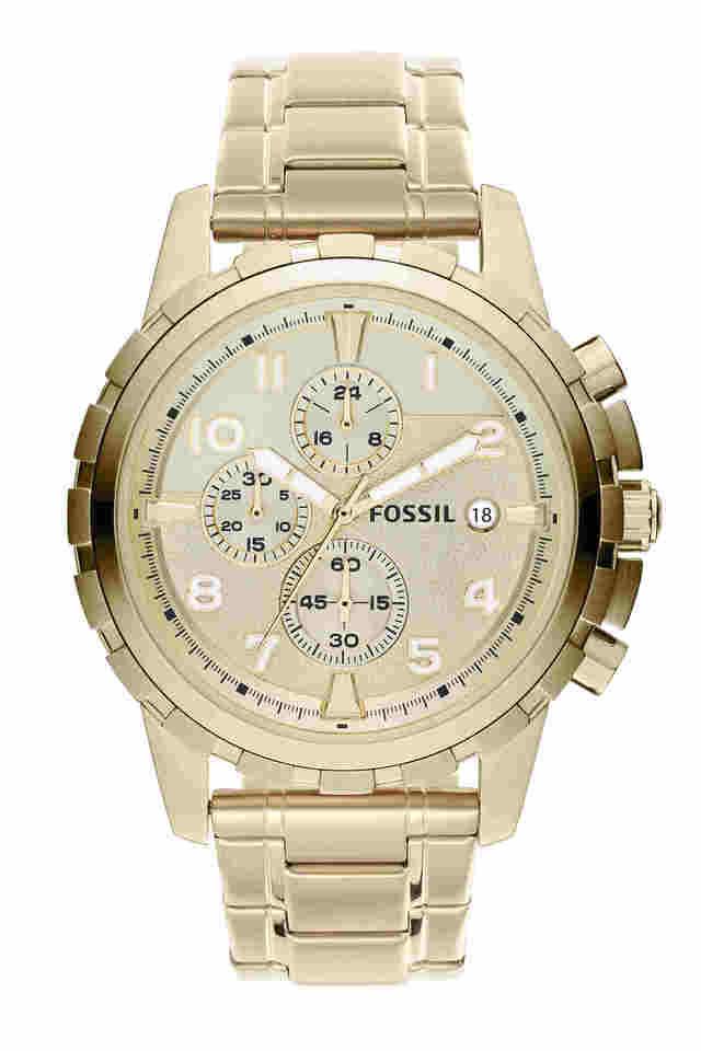 Fossil FS4867I Men's Quartz Chronograph Watch Champagne Dial Gold Stainless Steel Strap
