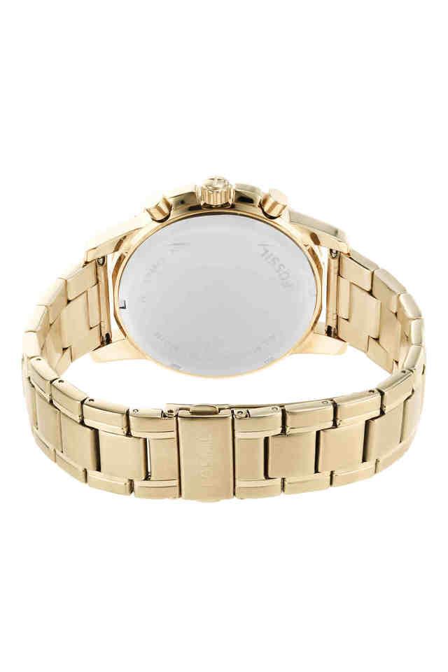 Fossil FS4867I Men's Quartz Chronograph Watch Champagne Dial Gold Stainless Steel Strap