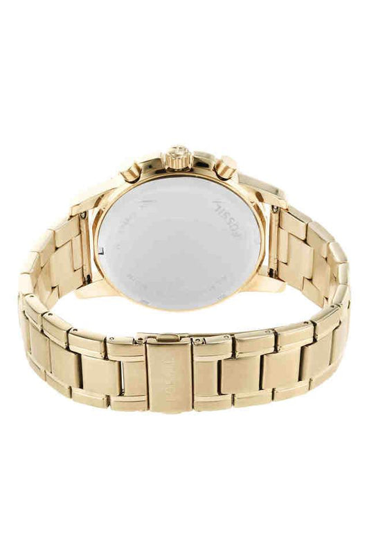 Fossil FS4867I Men's Quartz Chronograph Watch Champagne Dial Gold Stainless Steel Strap
