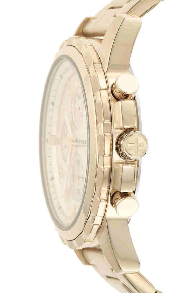 Fossil FS4867I Men's Quartz Chronograph Watch Champagne Dial Gold Stainless Steel Strap
