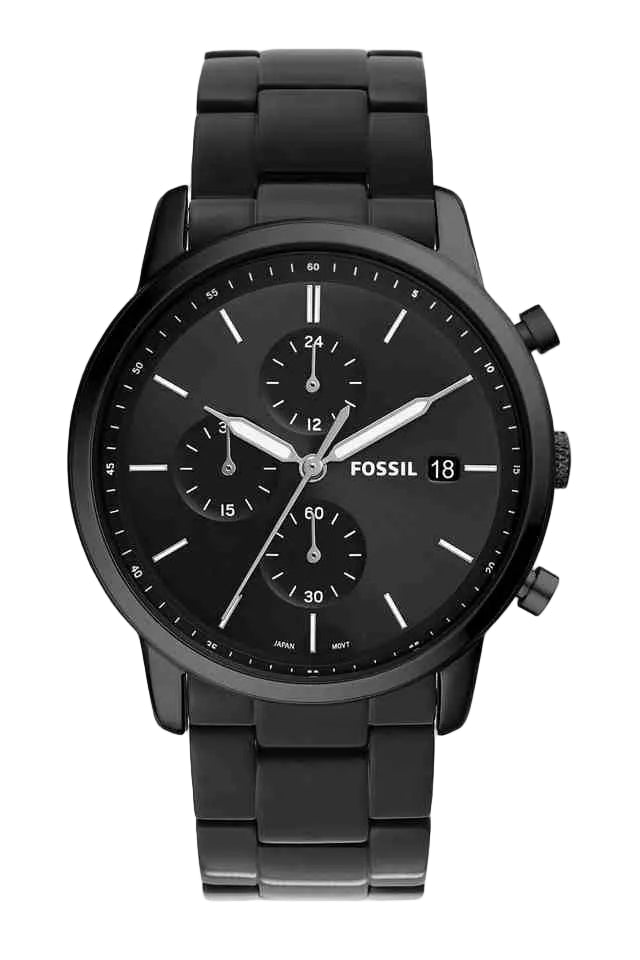 Fossil FS5848I Men's Quartz Chronograph Watch Black Dial Black Stainless Steel Strap