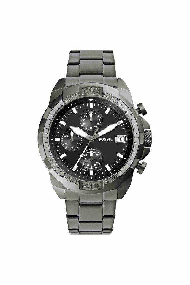 Fossil FS5852I Men's Quartz Chronograph Watch Black Dial Smoke Stainless Steel Strap