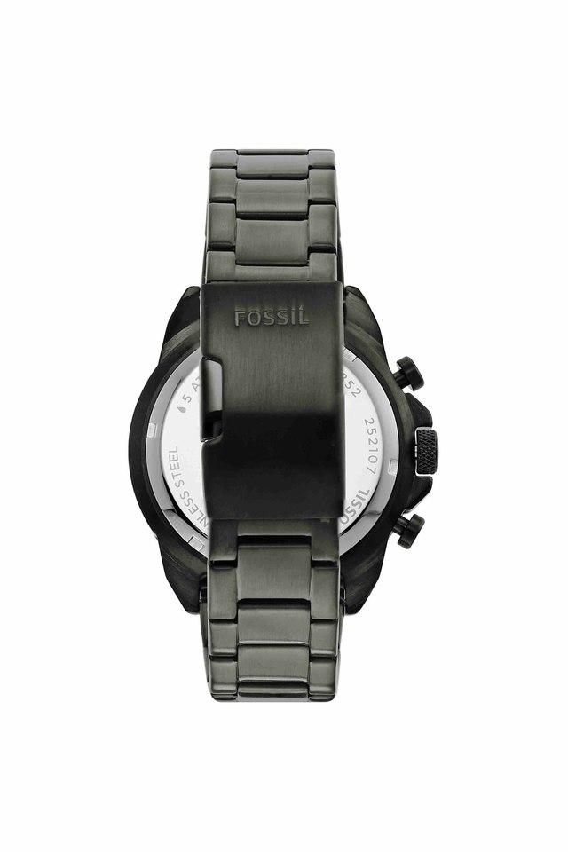 Fossil FS5852I Men's Quartz Chronograph Watch Black Dial Smoke Stainless Steel Strap