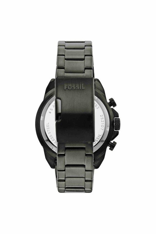 Fossil FS5852I Men's Quartz Chronograph Watch Black Dial Smoke Stainless Steel Strap