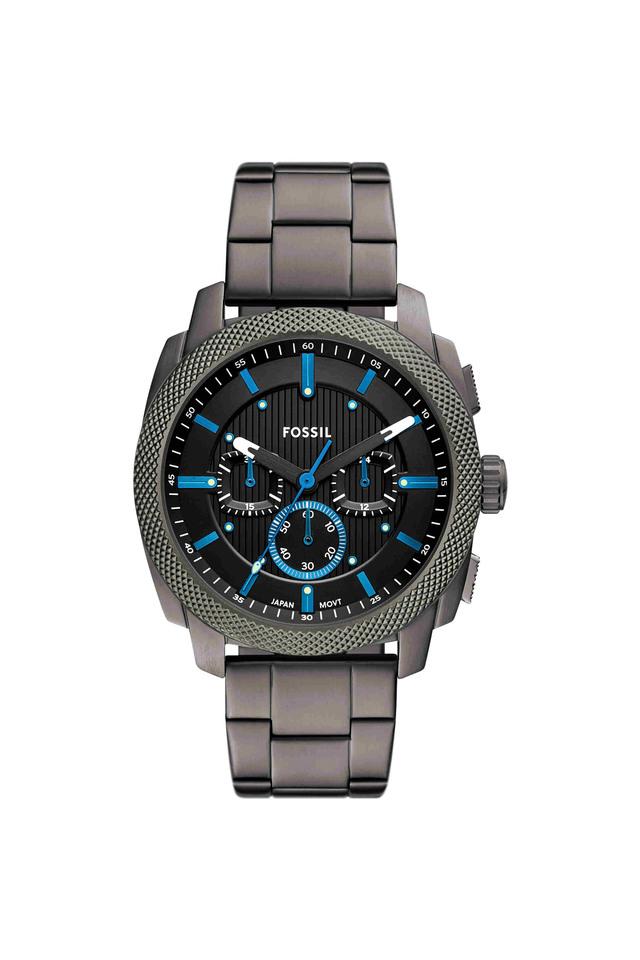 Fossil FS6098I Men's Quartz Chronograph Watch Black Dial Gunmetal Stainless Steel Strap