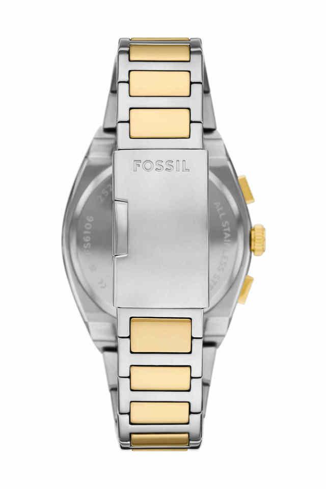 Fossil FS6106I Men's Quartz Chronograph Watch Green Dial Two-Tone Stainless Steel Strap