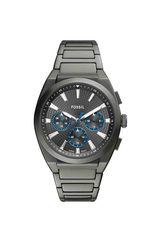 Fossil FS6107I Men's Quartz Chronograph Watch Grey Dial Gunmetal Stainless Steel Strap