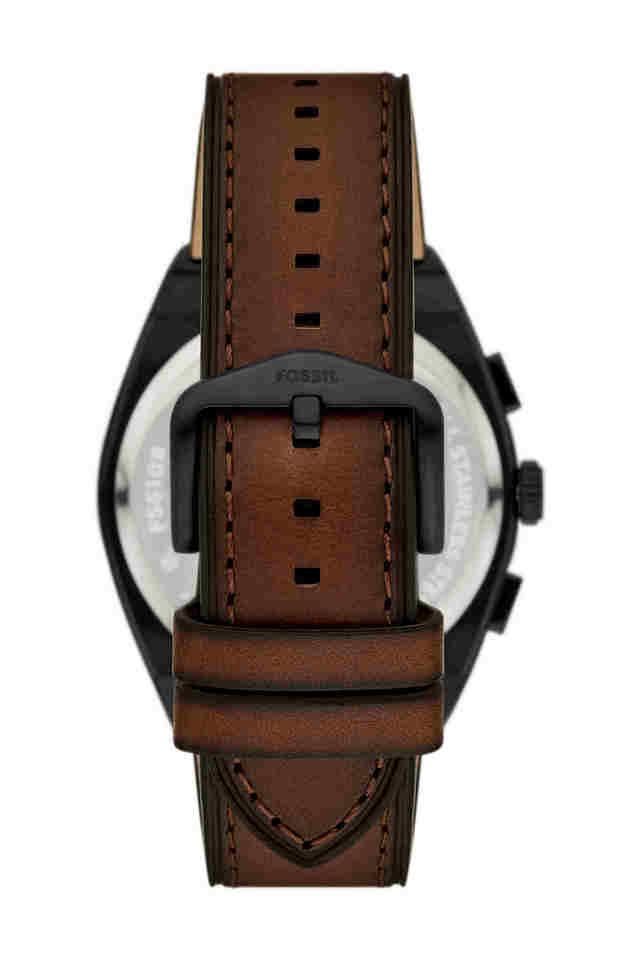 Fossil FS6108I Men's Quartz Chronograph Watch Black Dial Brown Leather Strap