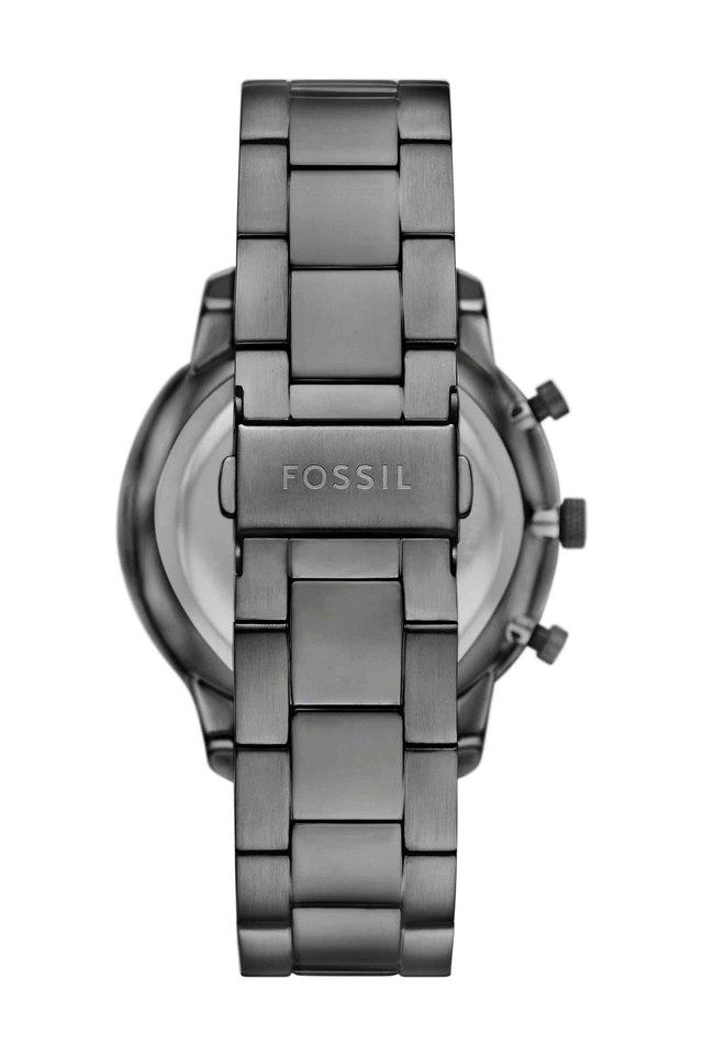 Fossil FS6111I Men's Quartz Chronograph Watch Blue Dial Gunmetal Stainless Steel Strap