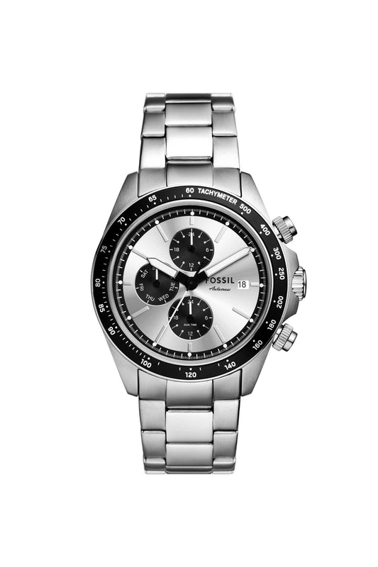 Fossil FS6124I Men's Quartz Multifunction Watch Silver Dial Silver Stainless Steel Strap