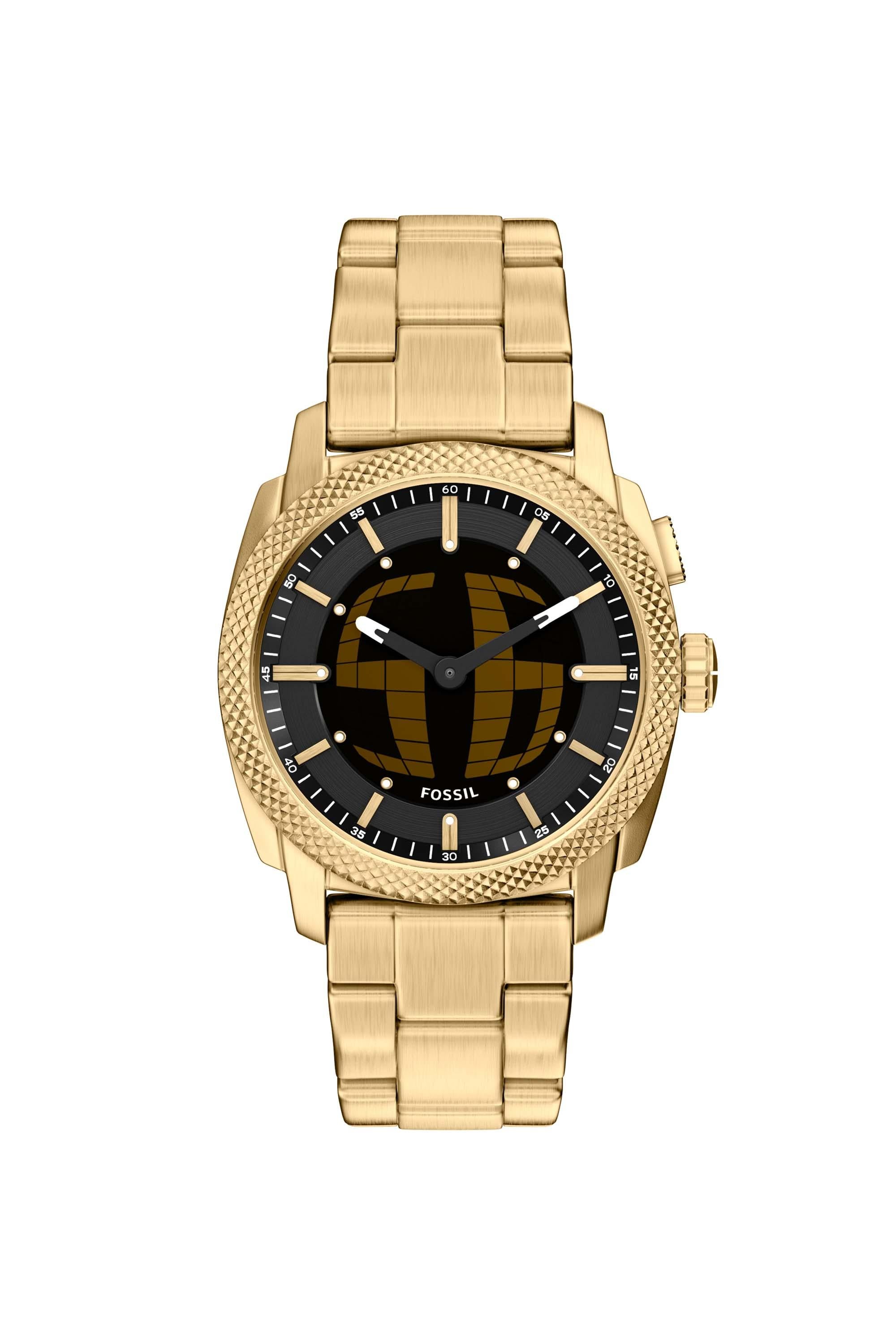 Fossil FS6157 Men's Quartz Analog Watch Brass Dial Silver Stainless Steel Strap