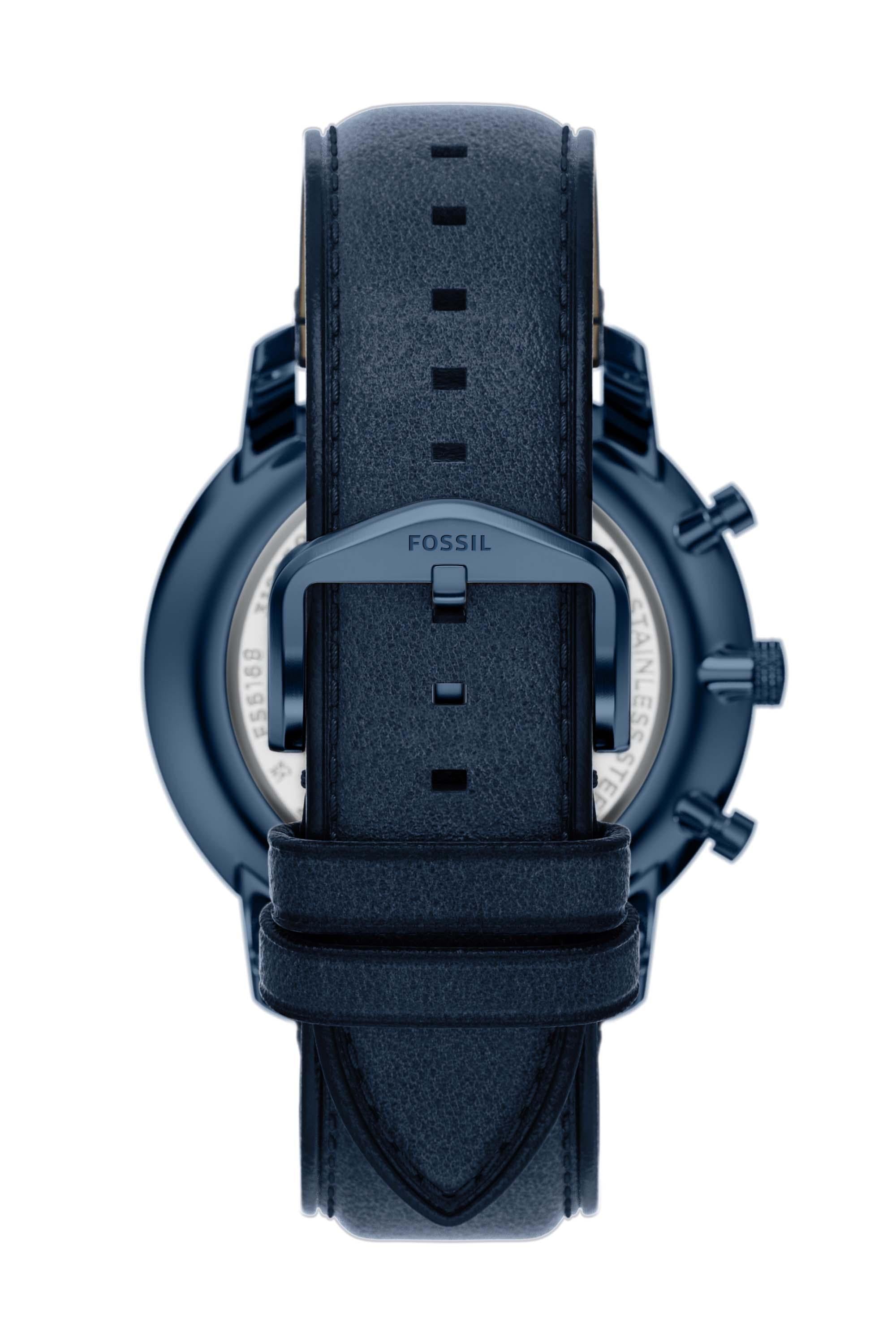 Fossil FS6168I Men's Quartz Chronograph Watch Blue Dial Navy Leather Strap