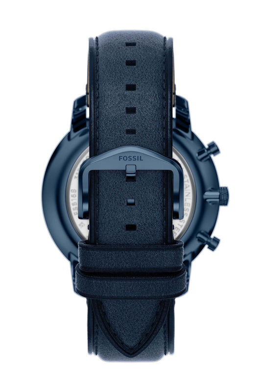 Fossil FS6168I Men's Quartz Chronograph Watch Blue Dial Navy Leather Strap