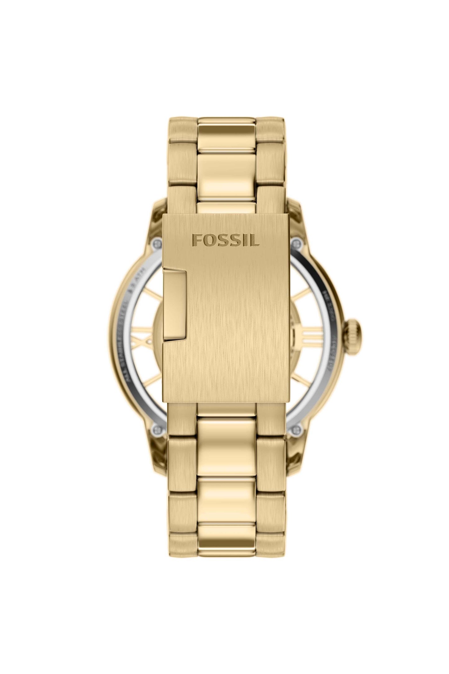 Fossil ME3280I Men's Automatic Skeleton Watch Gold Dial Gold Stainless Steel Strap