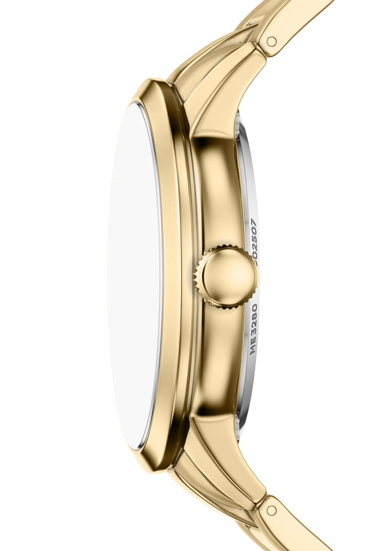 Fossil ME3280I Men's Automatic Skeleton Watch Gold Dial Gold Stainless Steel Strap