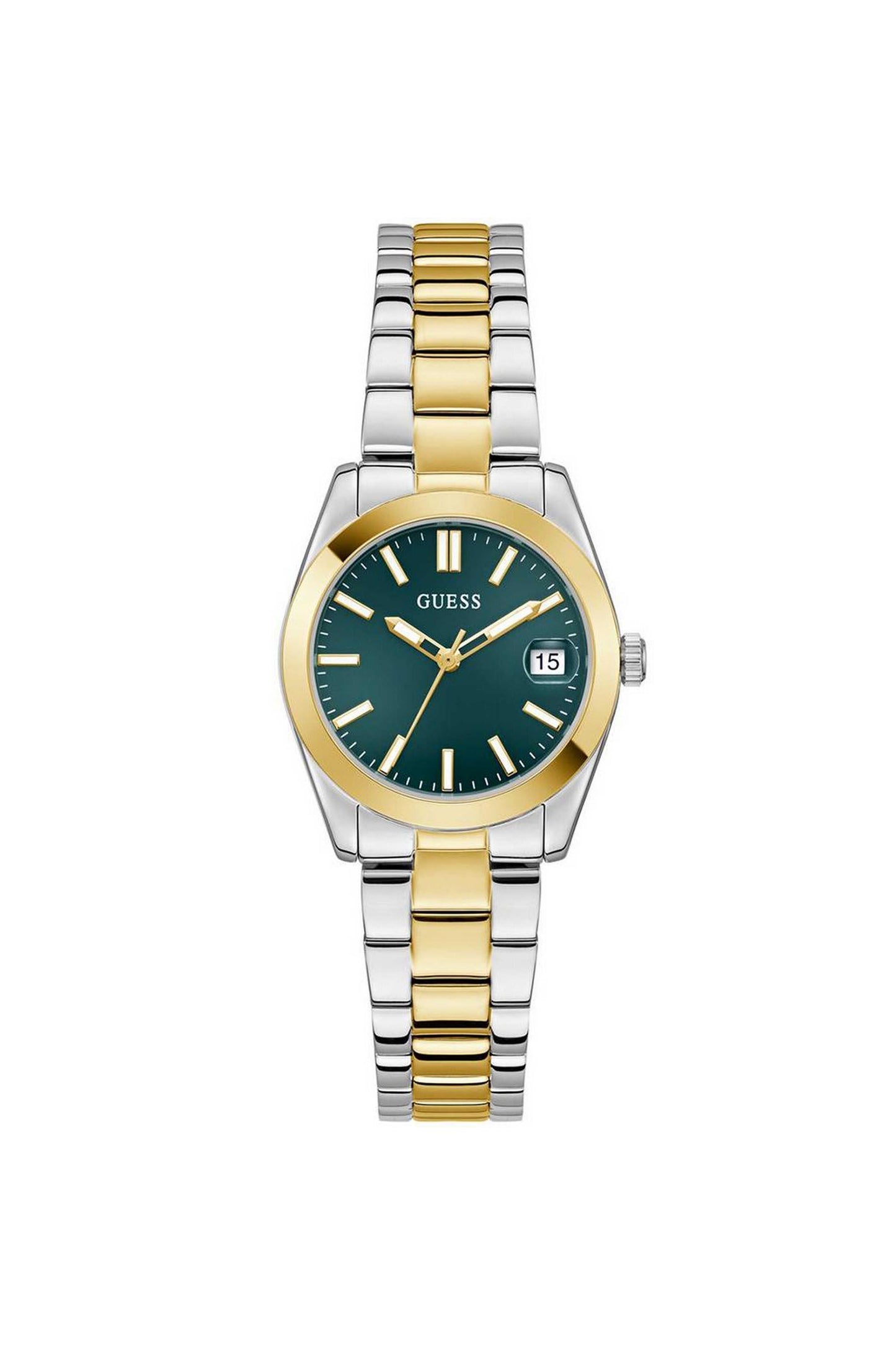 Guess GW0934L3 Women's Quartz Analog Watch Green Dial Two-Tone Stainless Steel Strap