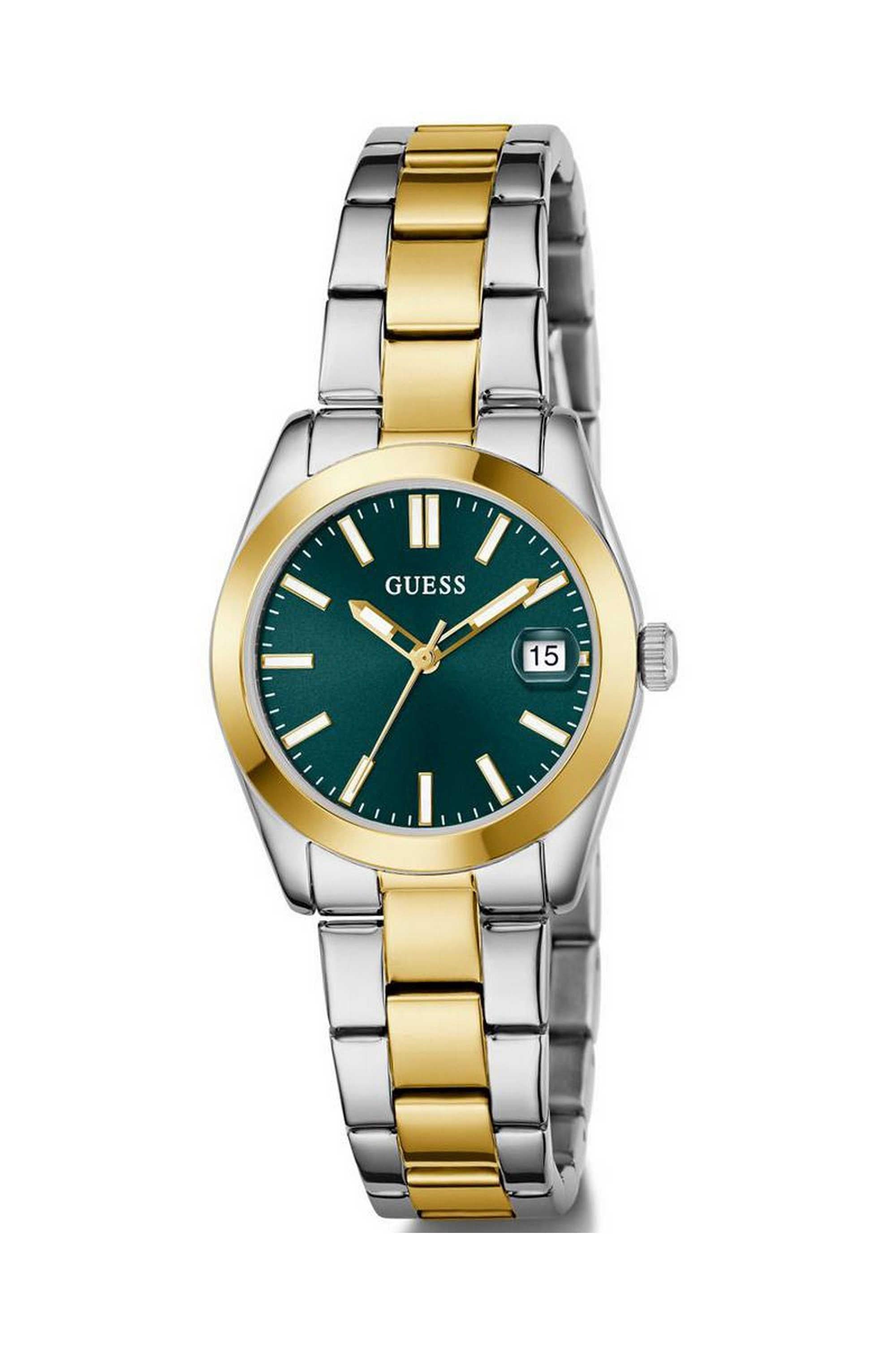 Guess GW0934L3 Women's Quartz Analog Watch Green Dial Two-Tone Stainless Steel Strap